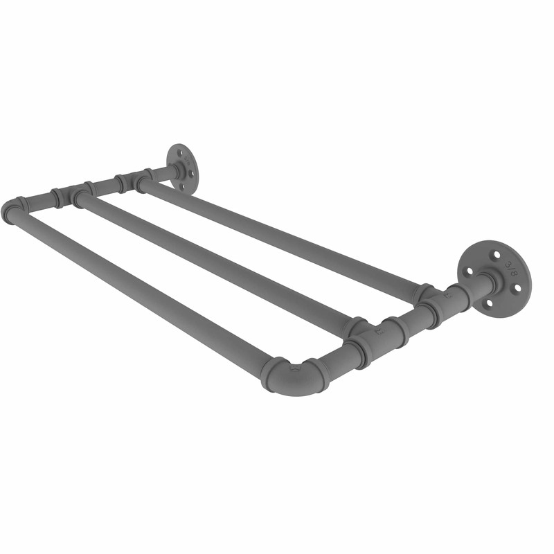 24" Wall Mounted Towel Shelf, Matt Gray Finish